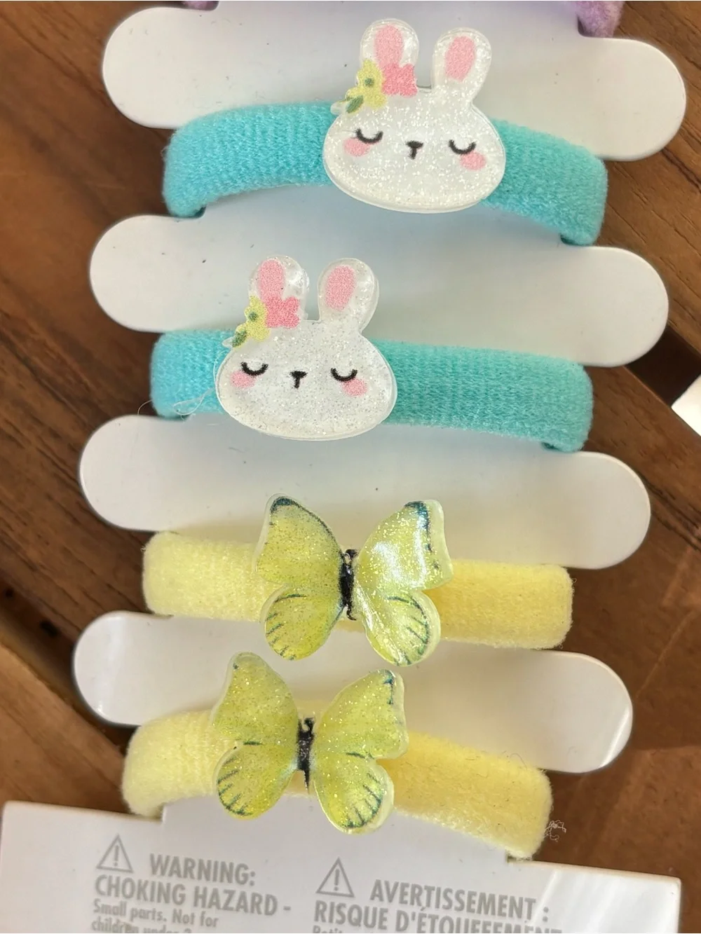 New 2 Pk Claire’s Bunny Rabbit Daisy Flowers Butterfly Hair Clips Ponytail Set